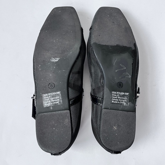 NY&CO Black Minimalist Mesh Patent Leather Mary Jane Ballet Flats Size 8 - Picture 15 of 16